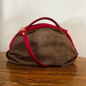 Vintage Borbonese Redwall Soft Suede Shoulder Potato Bag RARE COLOR